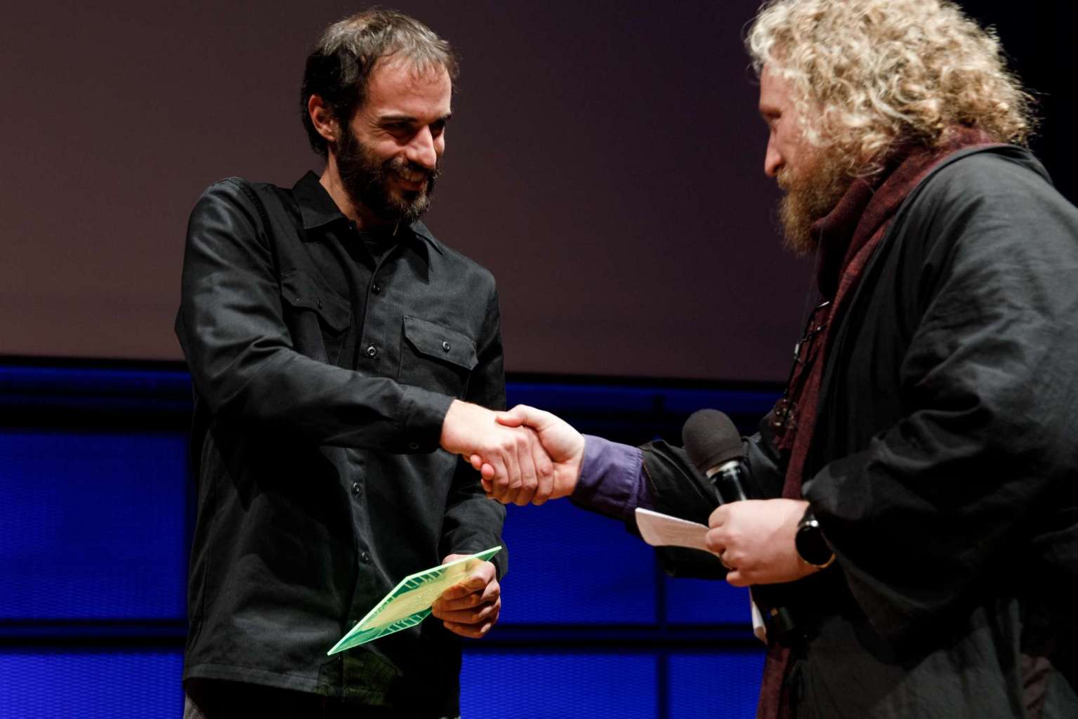 The electro-acoustic composer Martino Sarolli (on the left) has received the 2018 Giga-Hertz special award in the field of artificial intelligence