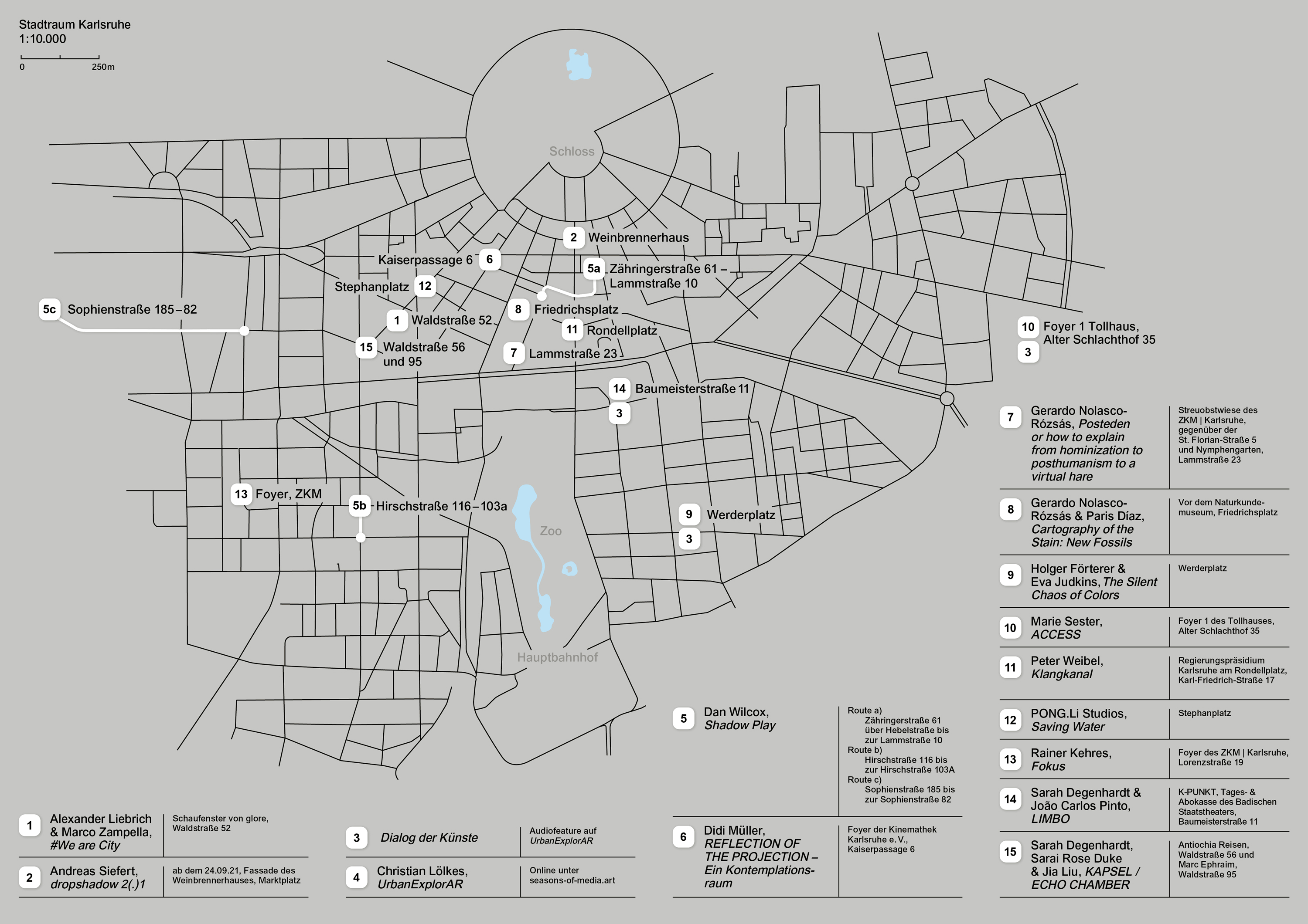 Karte der Stadt Karlsruhe im Rahmen der »Seasons of Media Arts«