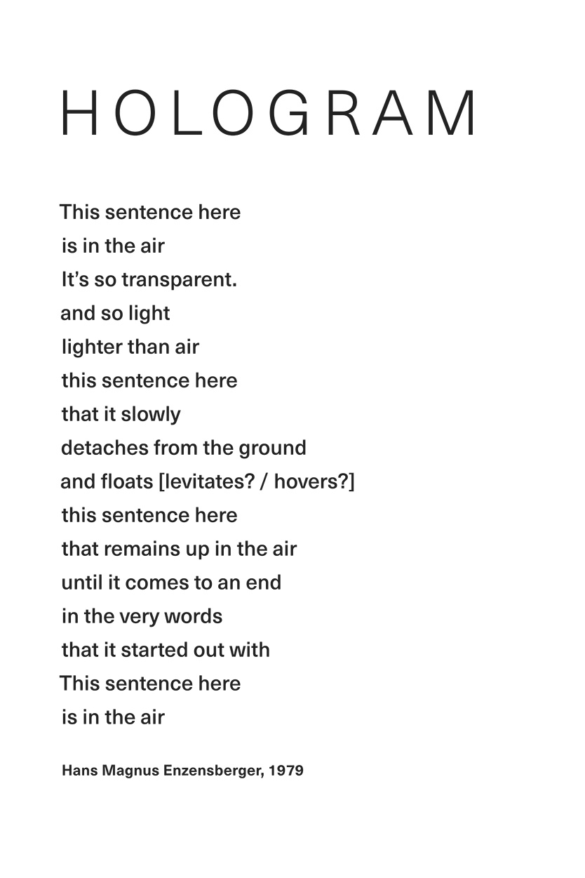 Hologramm. Gedicht von Hans Magnus Enzensberger