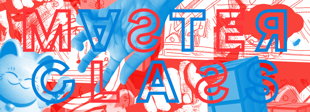 Ein Plakatmotiv, das in blau, rot und weiß gehalten ist und den Schriftzug [MASTERCLASS] trägt