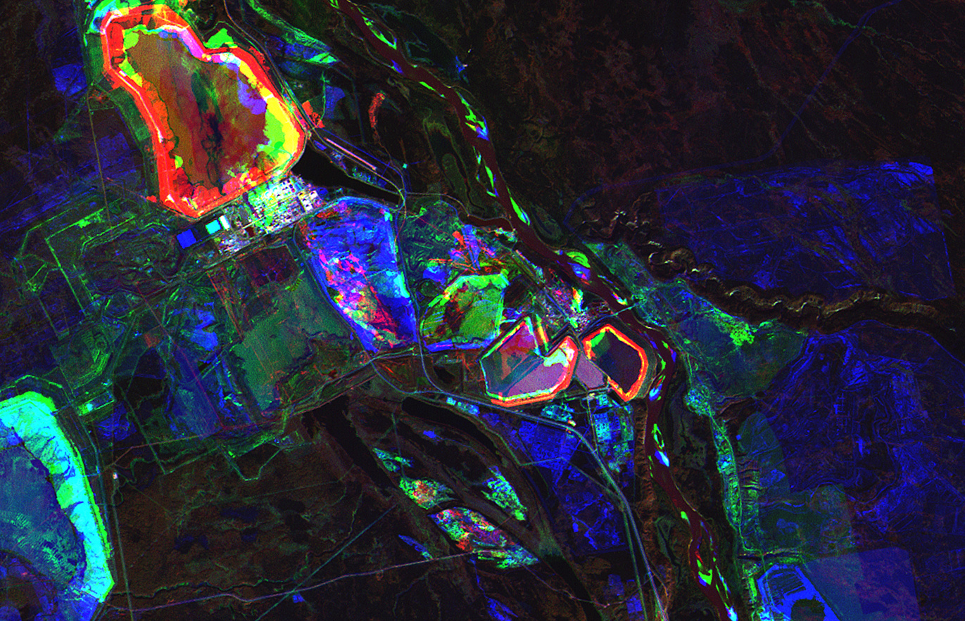 Satellite image in blue, green and red colors