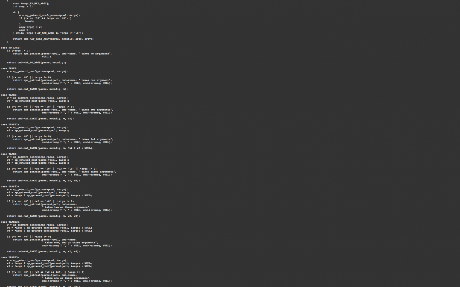 Zu sehen ist ein Quelltext eines Open Source Webserver-Programms