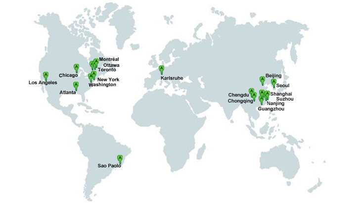 world map with stations of AppArtAward marked