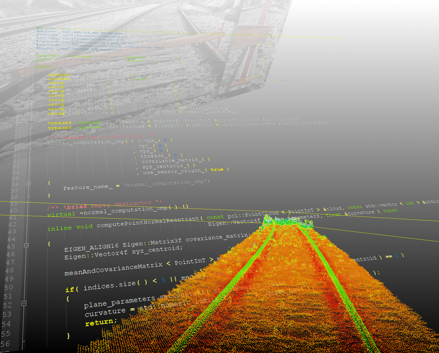  The graphic shows an orange path in front of a gray background, on which code is shown.