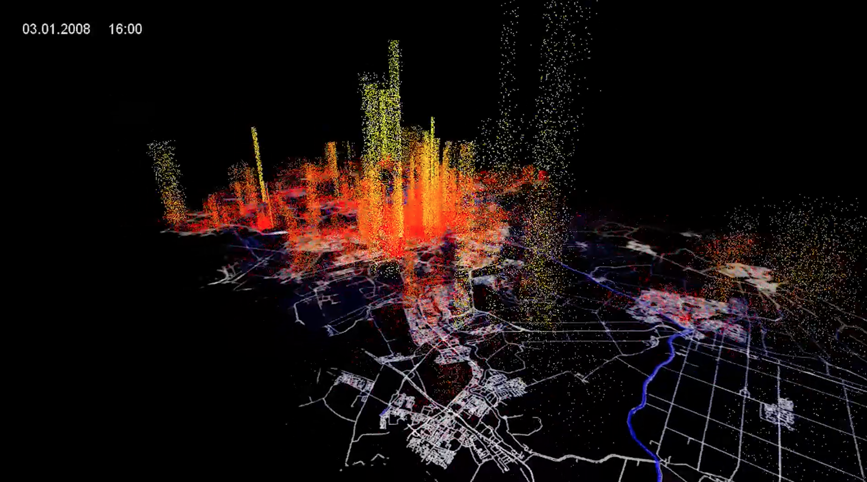 Digital map with colorful structures