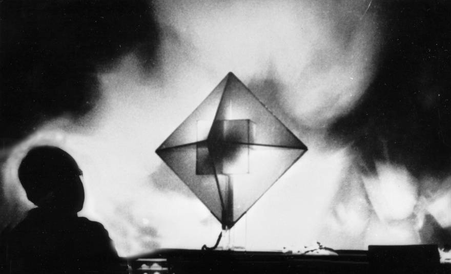 Black and white picture of an enlightened cube