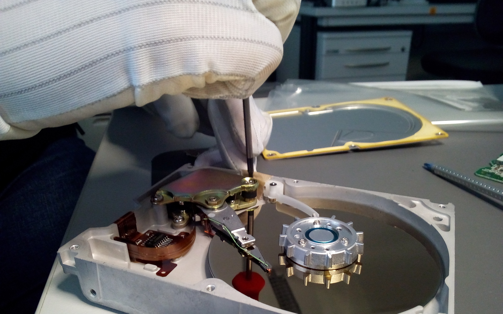 Attempt to recover data on a hard disk.