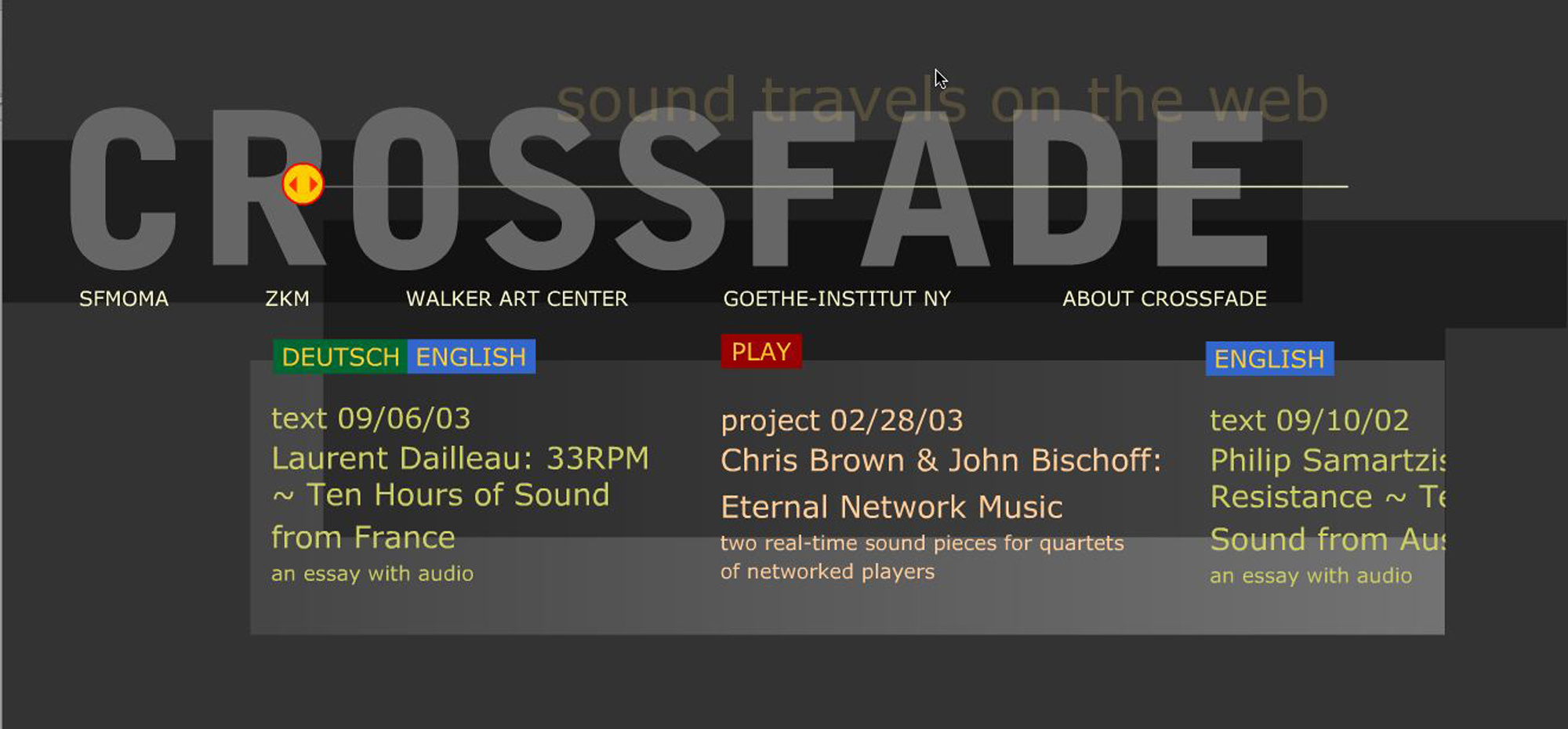 Screenshot der Website »Crossfade«