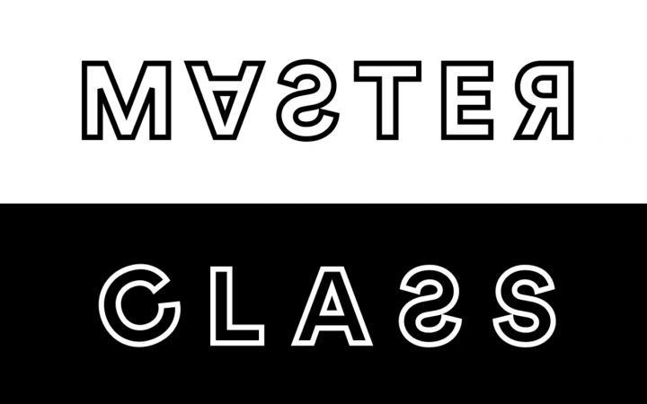 Ein Plakatmotiv, das den Schriftzug »MASTER CLASS« in schwarzer Farbe trägt