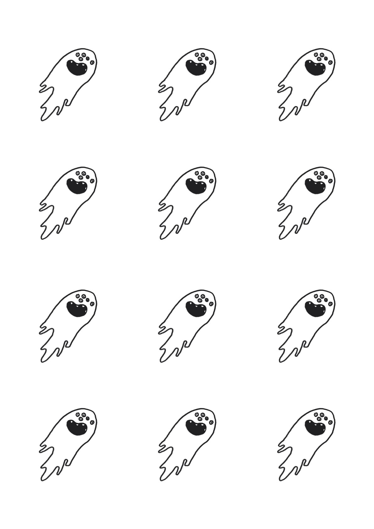 Zu sehen ist eine simple Tattoo Vorlage in Form eines lachenden Geistes.