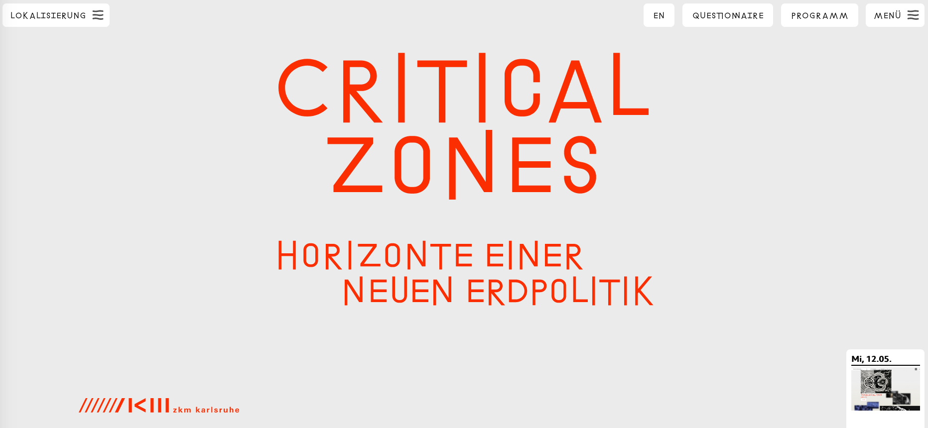 Screenshot »Critical Zones« Ausstellung 
