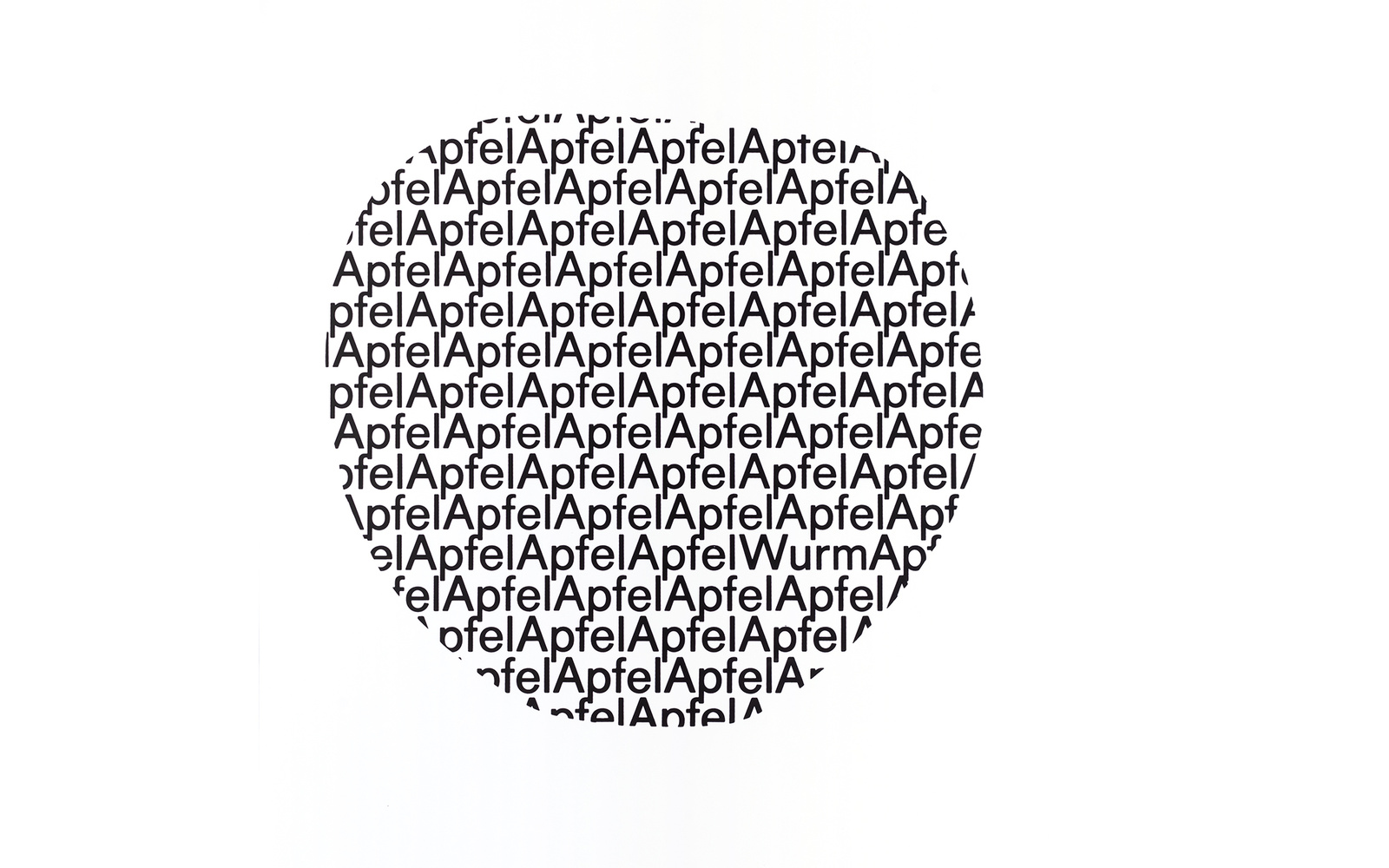 Die Form eines Apfels bestehend aus den Wörtern «Apfel« und dem Wort «Wurm«.