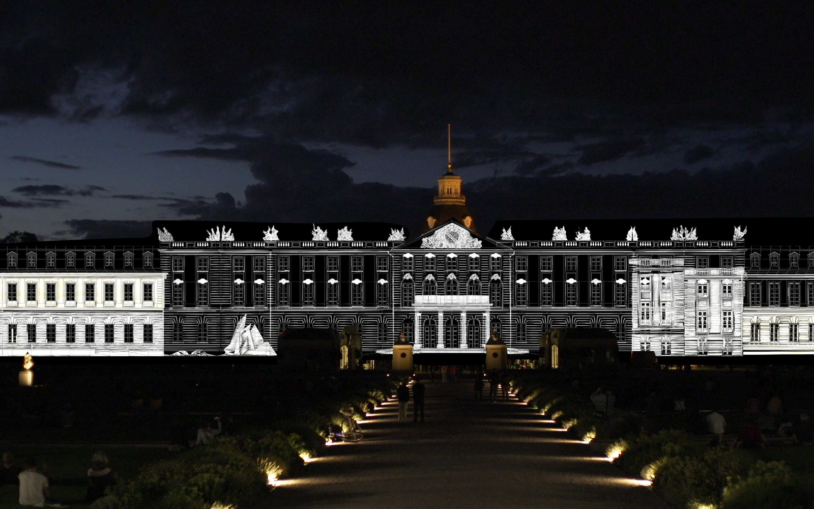 Videoprojektionen auf dem Karlsruher Schloss