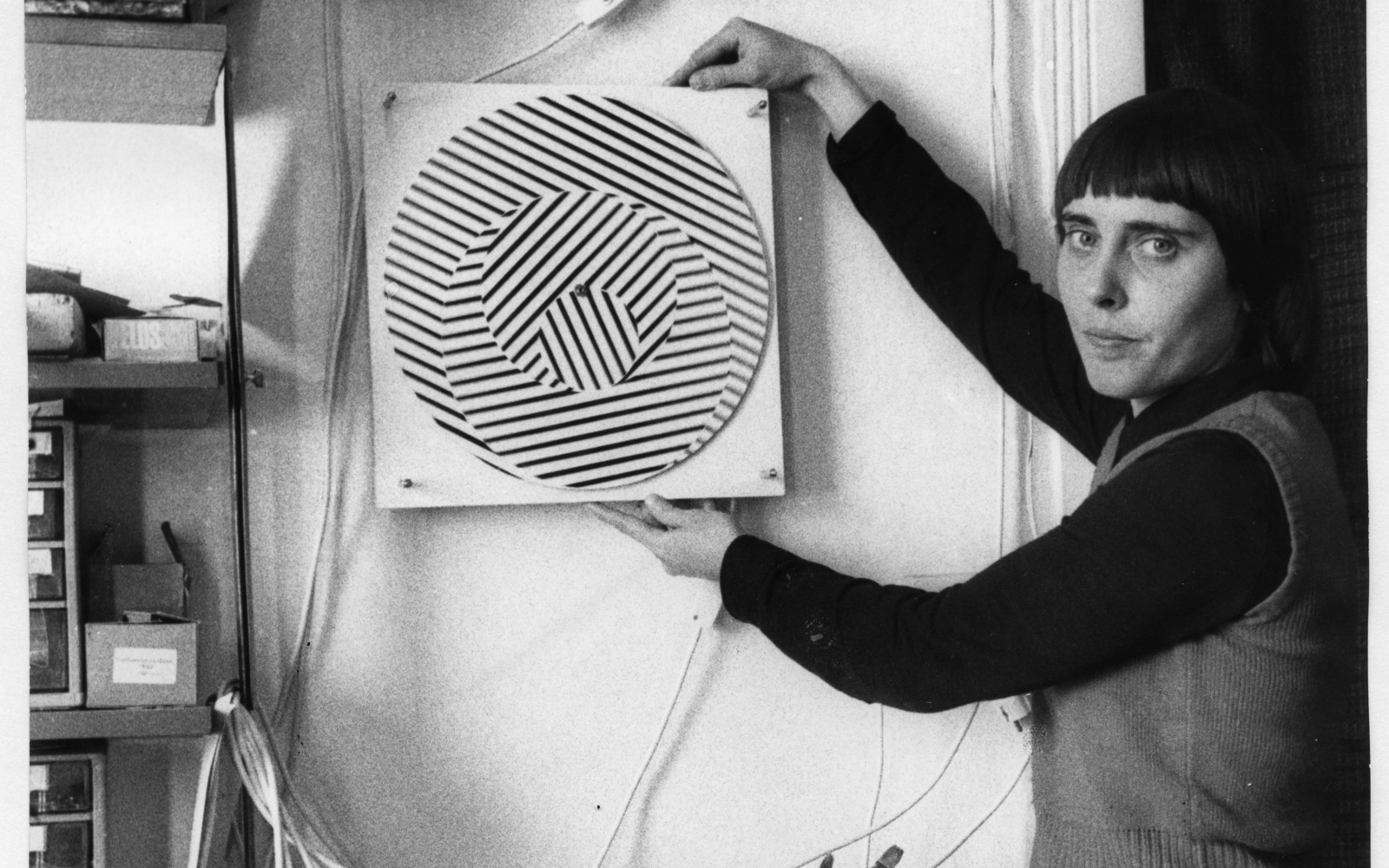 Inge Claus-Jansen with her artworks
