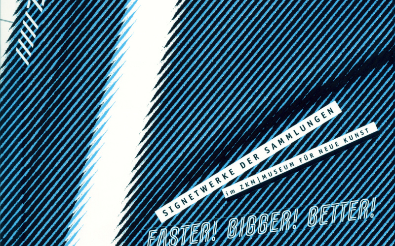 Cover der Publikation »Faster! Bigger! Better!. Signetwerke der Sammlungen im ZKM | Museum für Neue Kunst«