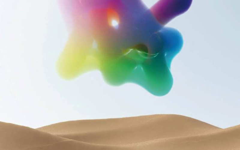 Digitale Collage zur Veranstaltung NO FAQ, ein buntes Gebilde über der Wüste