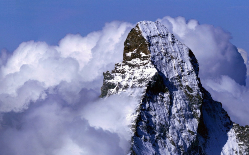 Matterhorn and Dent d'Hérens from the summit of the Dom (above Randa, Valais)