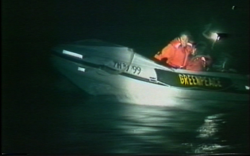 8.9. / 9.9.87 Trave / Lübecker Hafen, Greenpeace gegen Atommülltransporter Sigyn