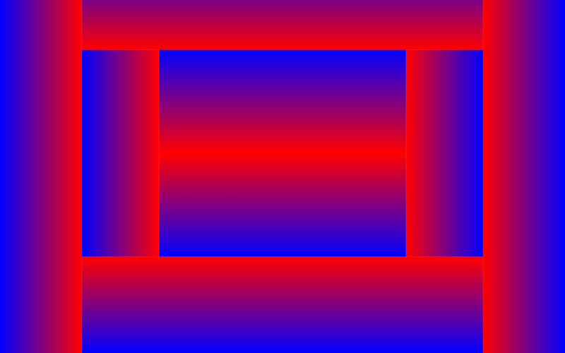 Zu sehen sind verschieden große Rechtecke mit Farbverläufen zwischen rot und blau.