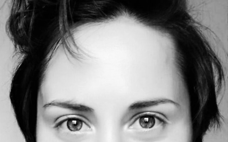 Black and white portrait of Alexandra Portyannikova.