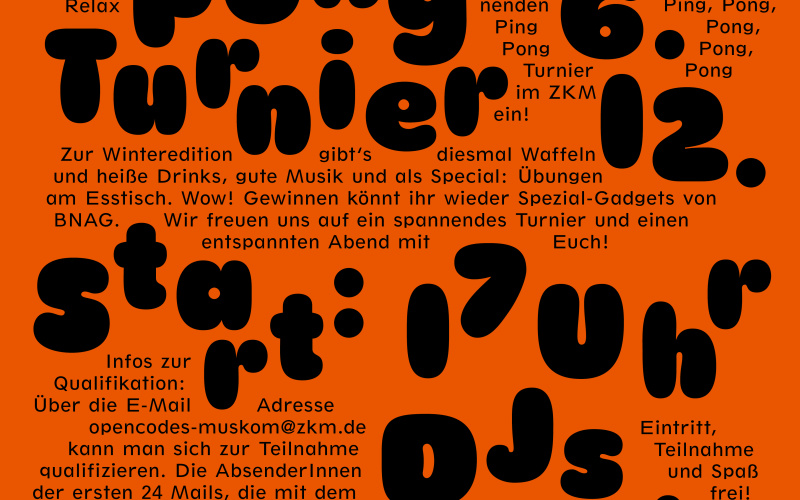 Plakat zum Ping Pong Turnier 