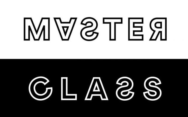 Ein Plakatmotiv, das den Schriftzug »MASTER CLASS« in schwarzer Farbe trägt