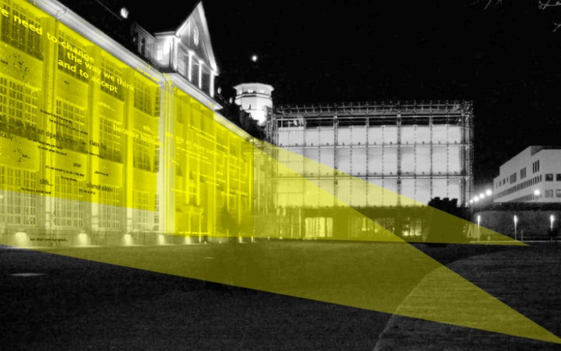 Skizze der beleuchteten ZKM-Fassade.