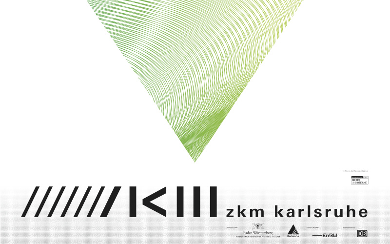 Plakat zum Symposium »Strömungen«, grüne Raute mit Text
