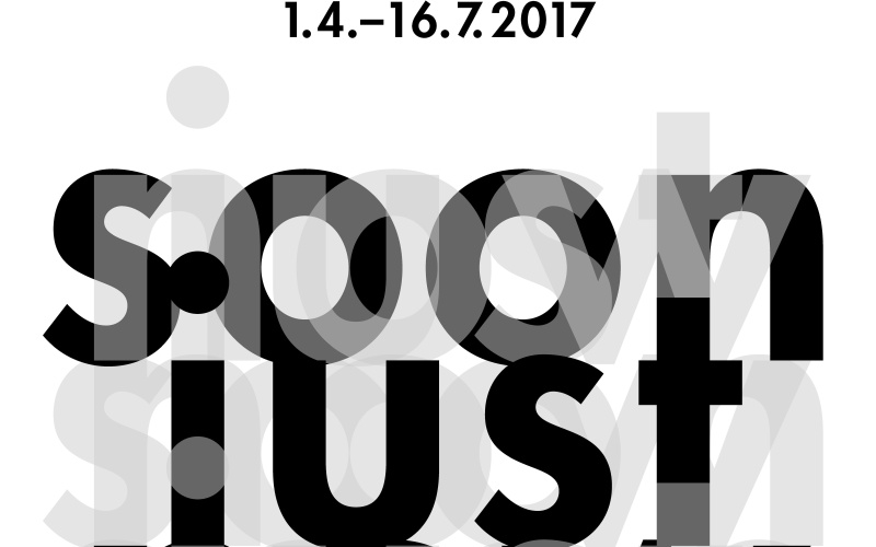 Die Graphik zeigt das Plakat der Ausstellung »soon | just | now. gerhard rühm als intermediapionier«