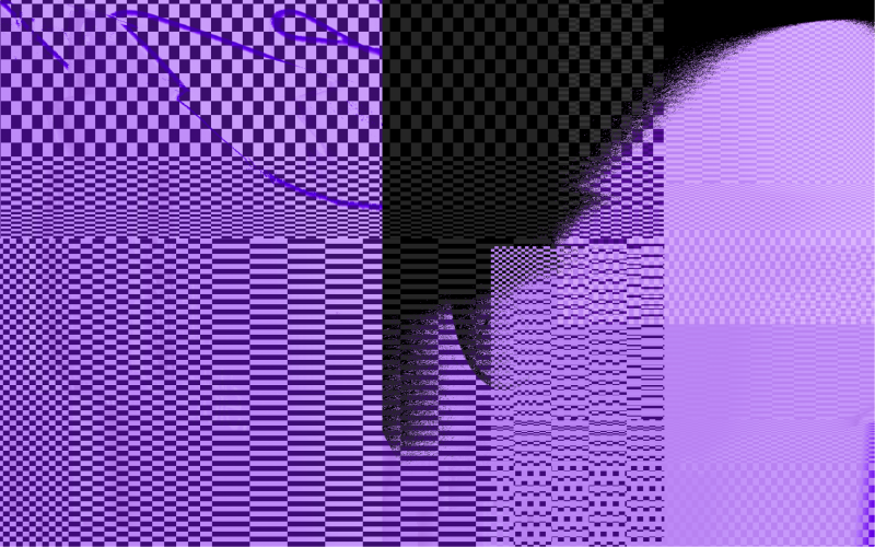 Zu sehen ist eine Anordnung von aneinandergereihten, violetten Kästchen.