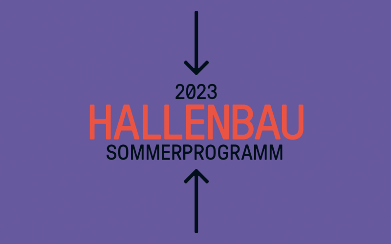 Lila Motiv des Hallenbau-Sommerprogramms 2023