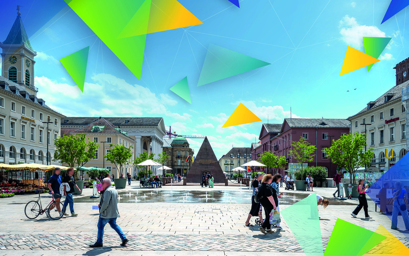 Blick auf den Karlsruher Marktplatz