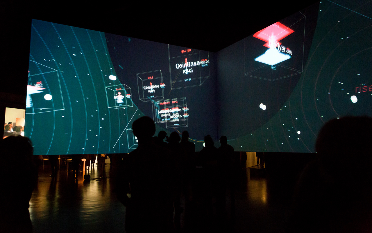 A huge canvas with floating symbols