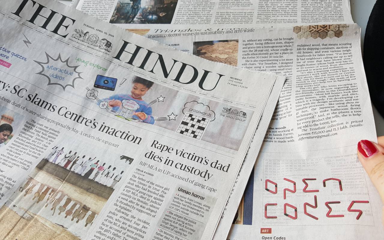 Das Titelbild der Zeitung »The Hindu« mit »OpenCodes« Artikel