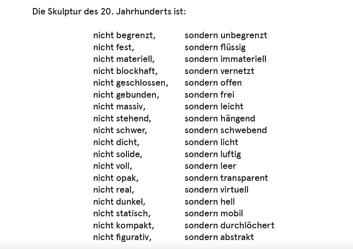 Image of a text on modern sculptures