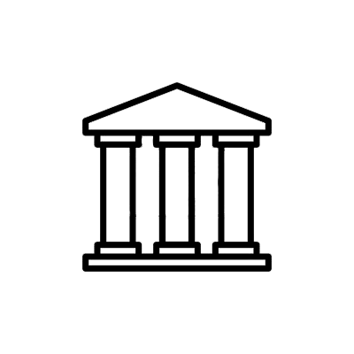 Museum pictogram: Temple with three columns
