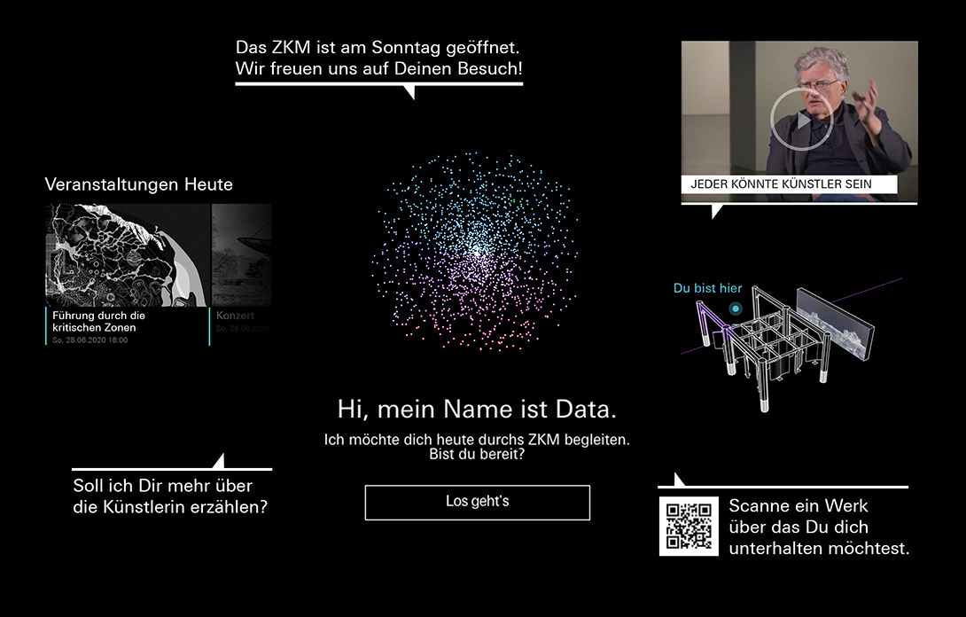 Collage mit Beispielen unterschiedlicher Funktionen des Chatbots