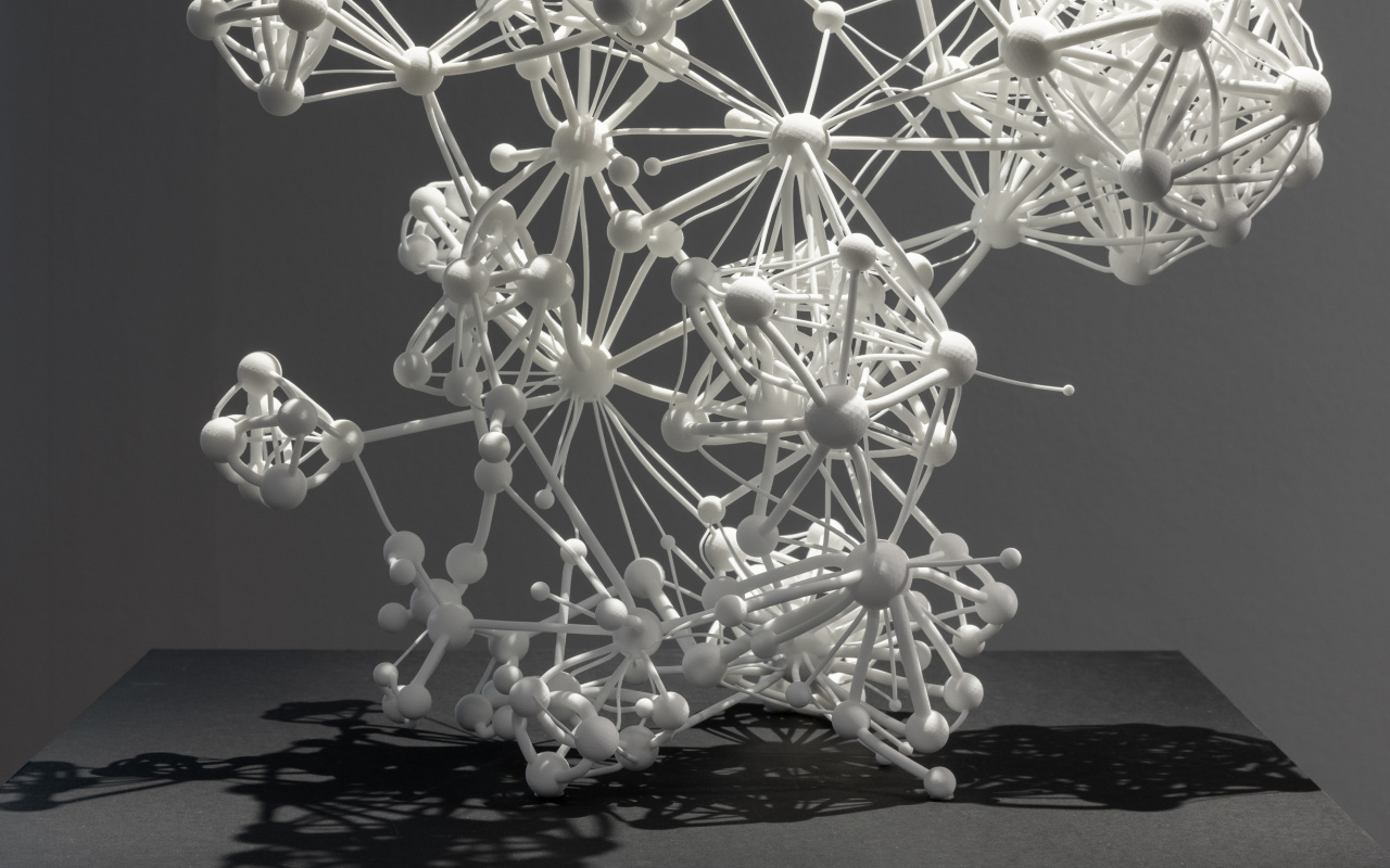 Three-dimensional sculpture of the "Flavor Network" in white