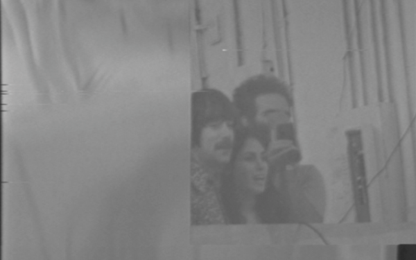 Video still from »Raindance Loft« by the Raindance Foundation in black and white