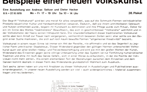 Plakat mit dem Text: Ich bin ein Rebell gegen den Staat. Beispiele einer neuen Volkskunst