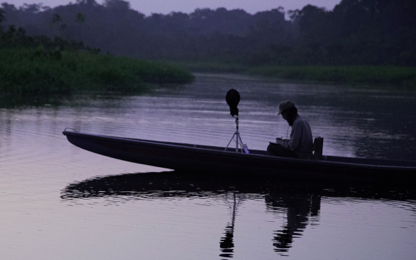 You can see David Monacchi in a boat during his shootings 