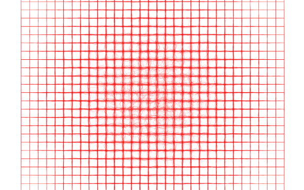 2D square of red grid lines