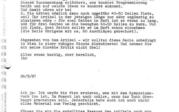 Letter from Andreas Müller Pohle to Vilém Flusser, 26.09.1981