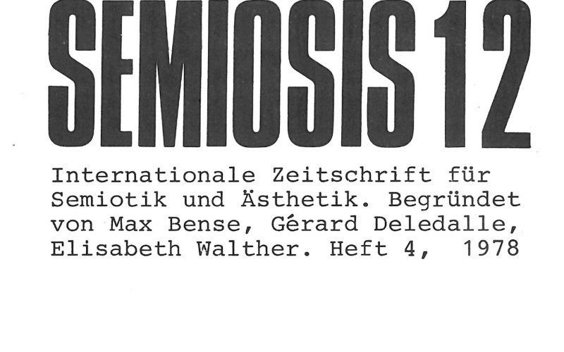 Cover der Zeitschrift »Semiosis«: schwarze Schrift auf weißem Grund
