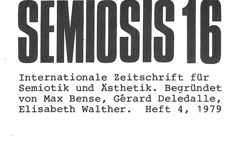 Cover der Zeitschrift »Semiosis«: schwarze Schrift auf weißem Grund