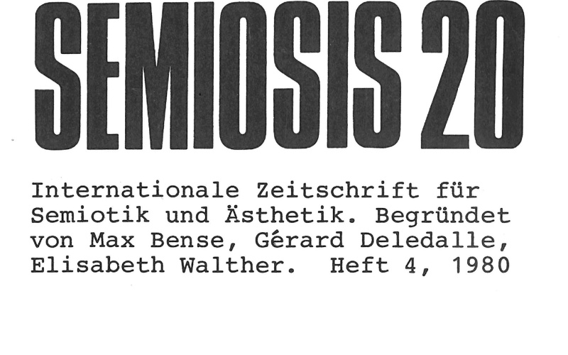 Cover der Zeitschrift »Semiosis«: schwarze Schrift auf weißem Grund