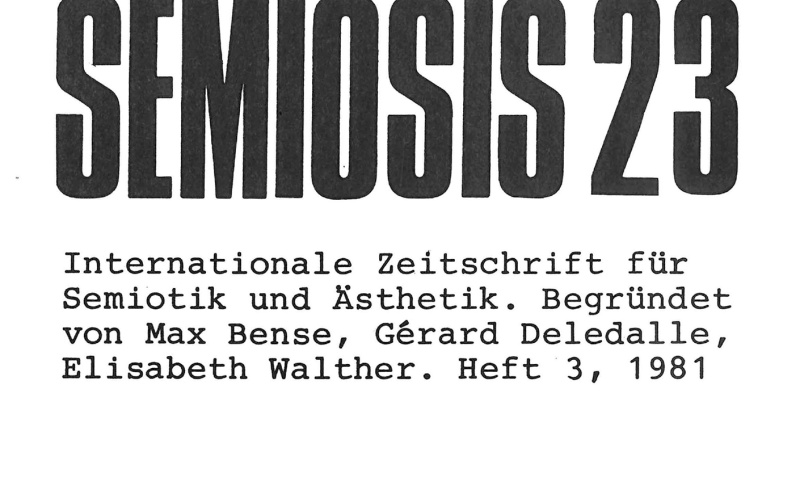 Cover der Zeitschrift »Semiosis«: schwarze Schrift auf weißem Grund