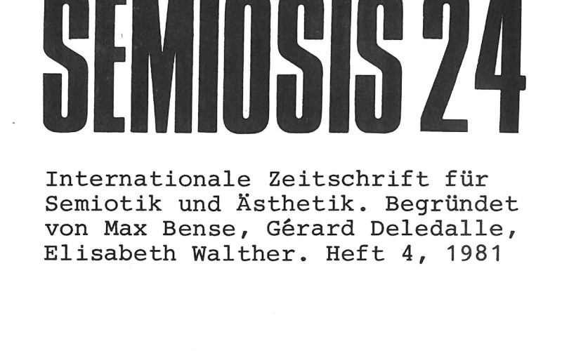 Cover der Zeitschrift »Semiosis«: schwarze Schrift auf weißem Grund