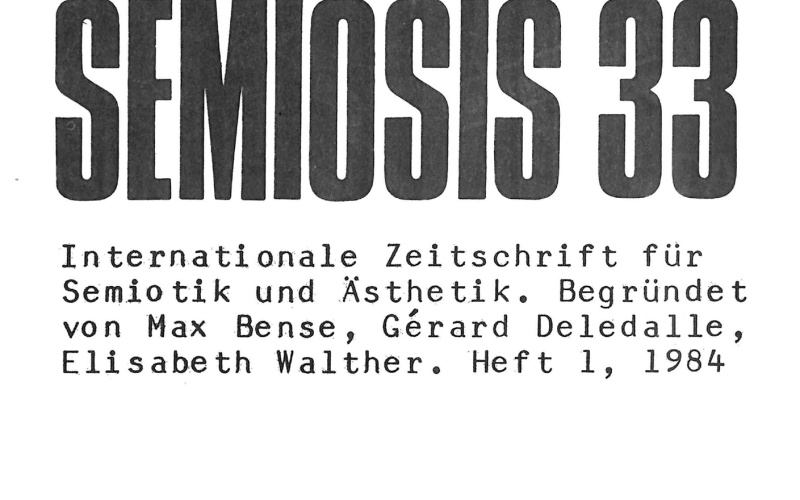 Cover der Zeitschrift »Semiosis«: schwarze Schrift auf weißem Grund