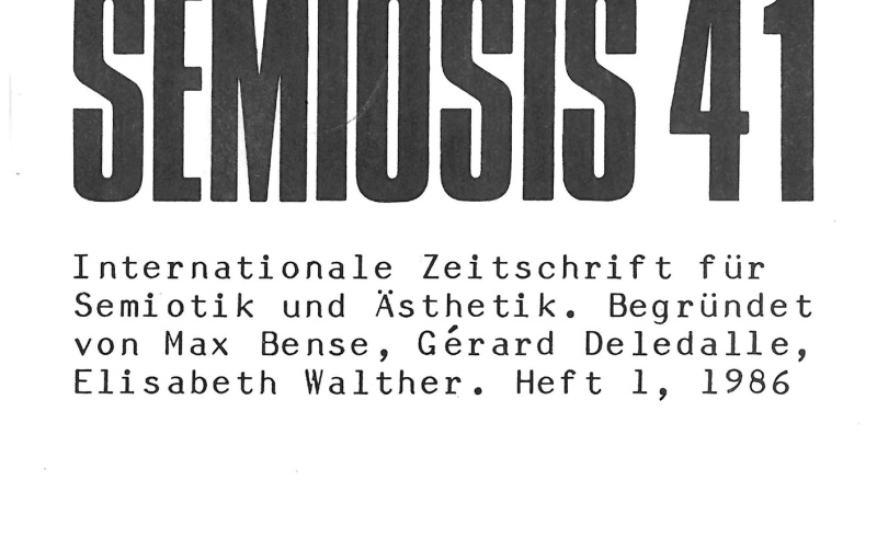 Cover der Zeitschrift »Semiosis«: schwarze Schrift auf weißem Grund